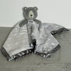 Cloud Island Bear Lovey Large Gray Pine Tree Security Blanket Satin Trim 28 Inch